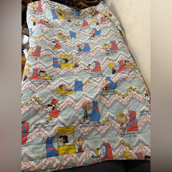 Rare Vintage 1971 Peanuts Snoopy Charlie Brown &Gang Video Game comforter - Picture 1 of 8